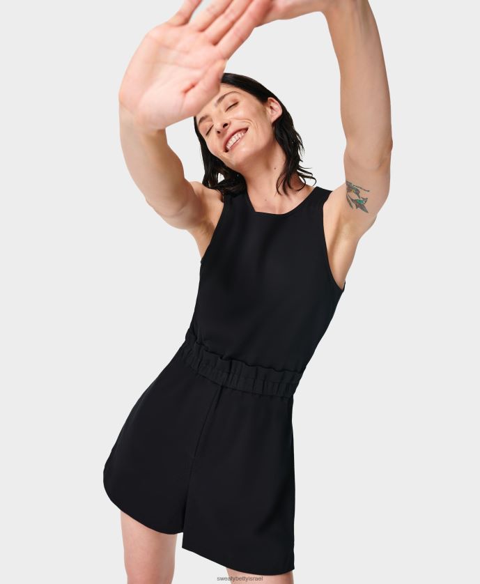 הַלבָּשָׁה נשים Harlow tie back romper שָׁחוֹר Sweaty Betty N6BPNB734