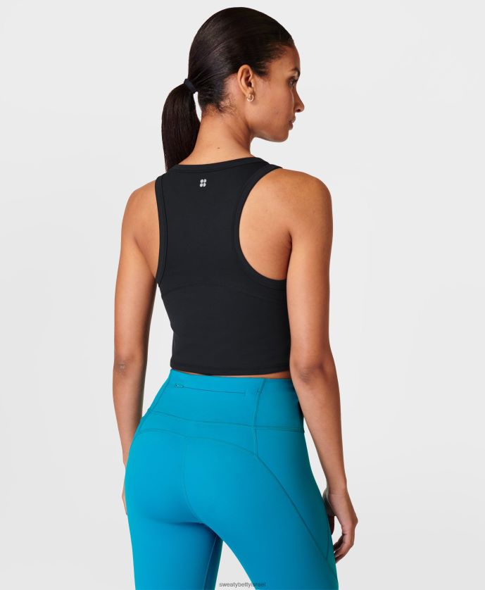 הַלבָּשָׁה נשים מיכל יבול Racerback כל היום שָׁחוֹר Sweaty Betty N6BPNB383