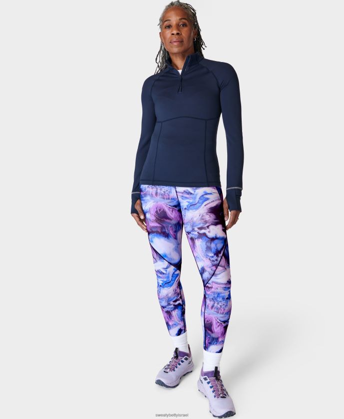 הַלבָּשָׁה נשים pro run חצי zip כחול כהה Sweaty Betty N6BPNB272