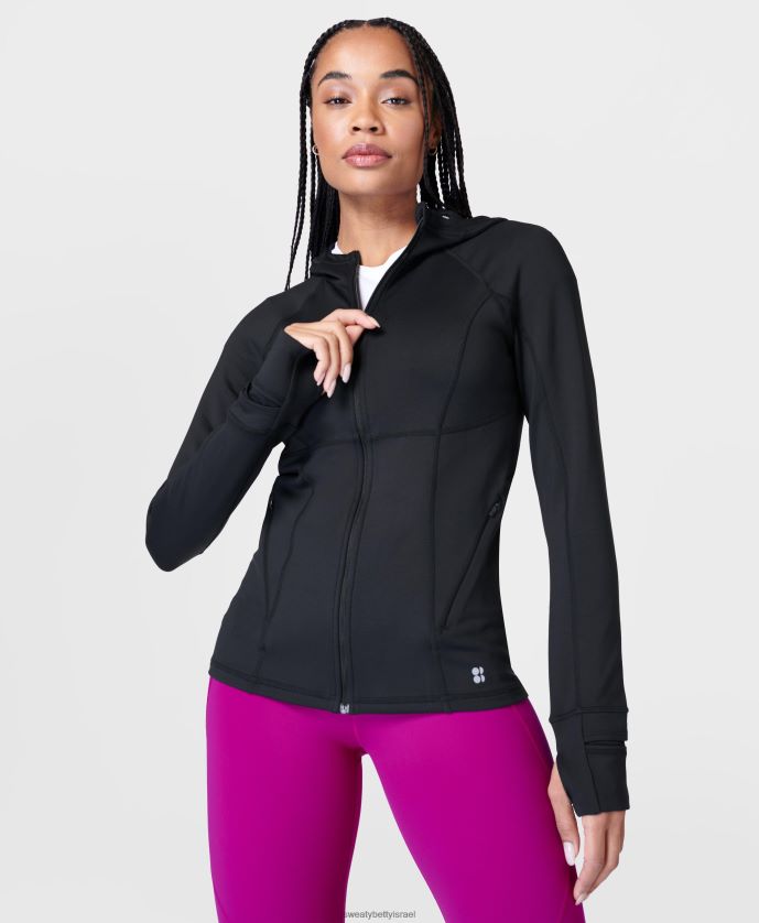 הַלבָּשָׁה נשים pro run zip up שָׁחוֹר Sweaty Betty N6BPNB130