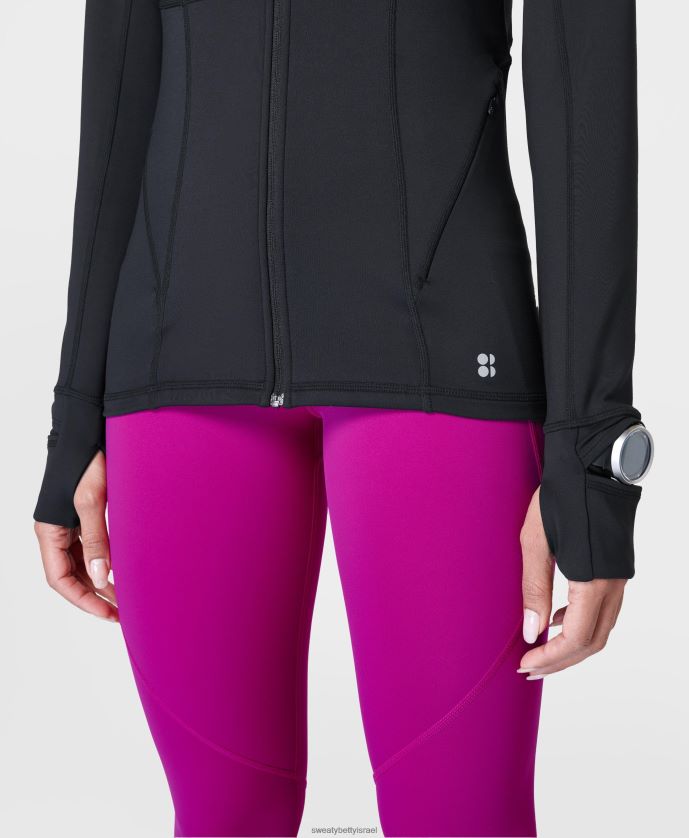 הַלבָּשָׁה נשים pro run zip up שָׁחוֹר Sweaty Betty N6BPNB130