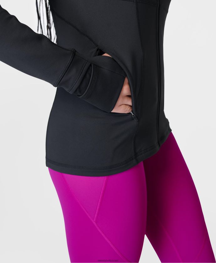 הַלבָּשָׁה נשים pro run zip up שָׁחוֹר Sweaty Betty N6BPNB130