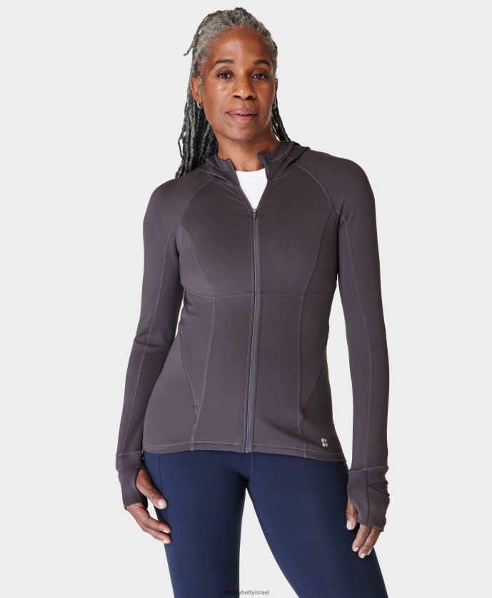 הַלבָּשָׁה נשים pro run zip up אפור עירוני Sweaty Betty N6BPNB131