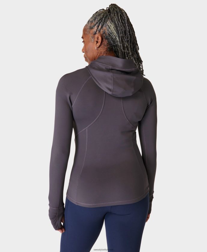 הַלבָּשָׁה נשים pro run zip up אפור עירוני Sweaty Betty N6BPNB131