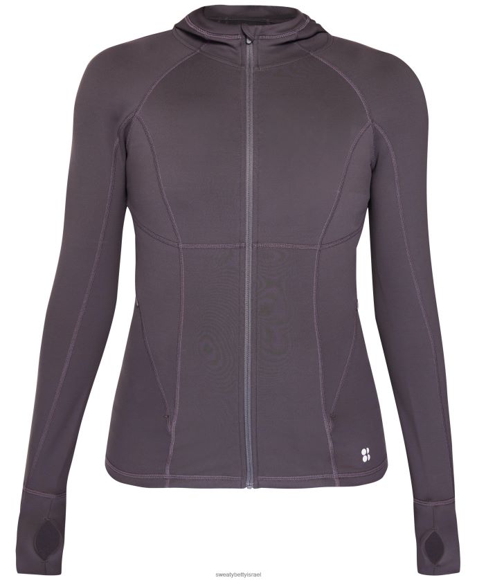 הַלבָּשָׁה נשים pro run zip up אפור עירוני Sweaty Betty N6BPNB131